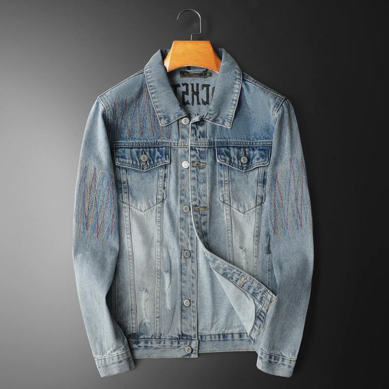 Streetwear Brand Denim - Veste en jean délavée vintage pour