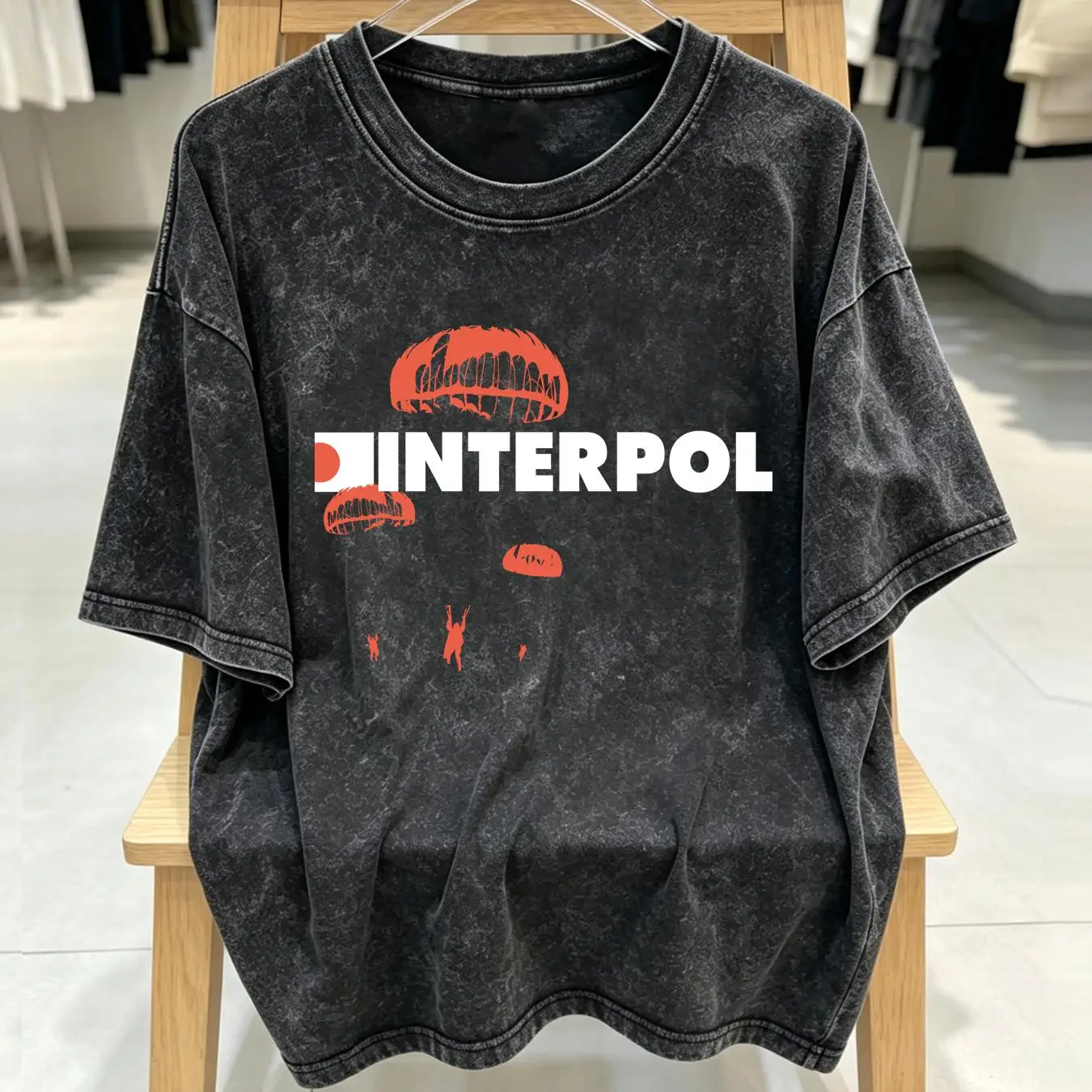 Streetwear Brand Vintage - T-shirt lavé Interpol, style rock, en